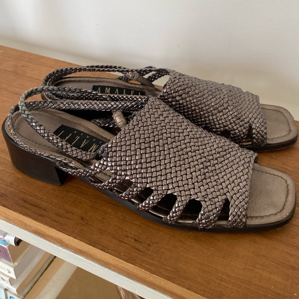 Amalfi Italy square toe braided leather sandals
